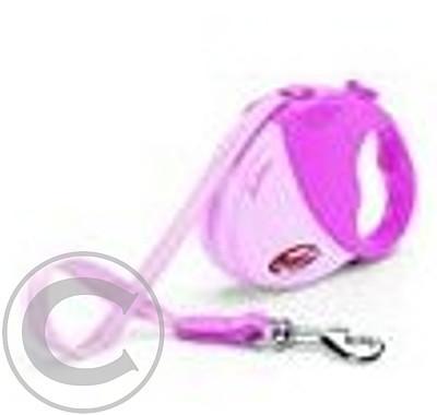 Vodítko FLEXI Funtime Mini 3m/12kg Pásek Pink 1ks